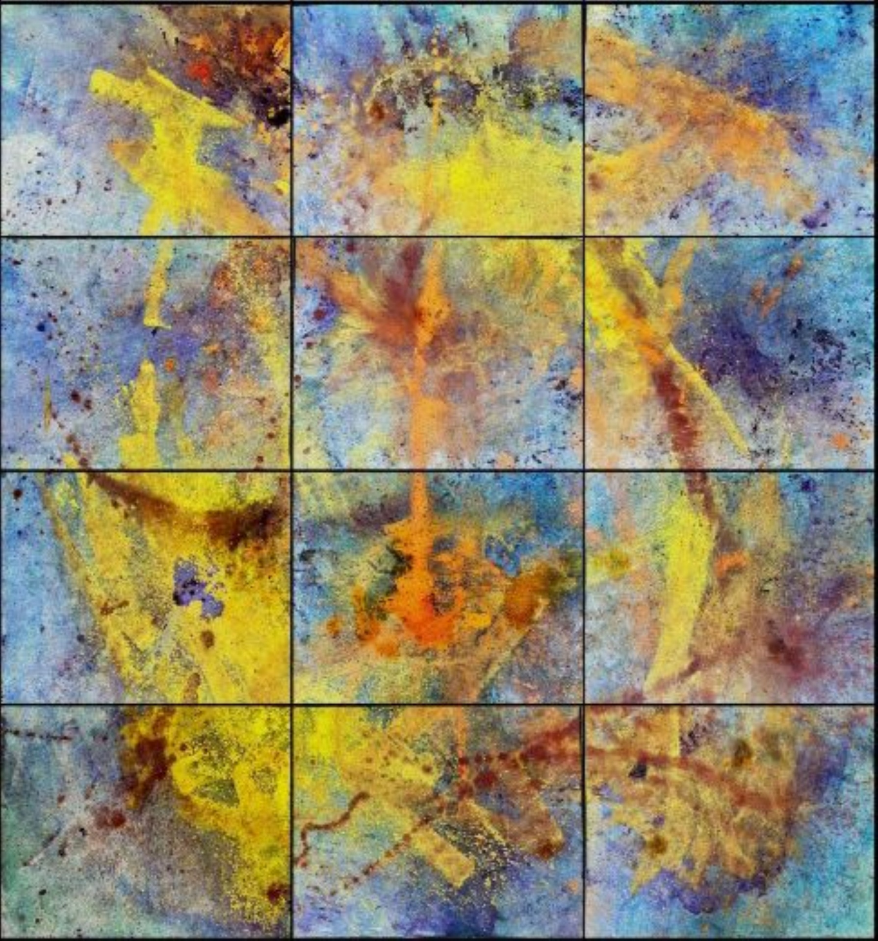 Polyptych – 12 panels, 100 x 80 cm each Mixed media on canvas